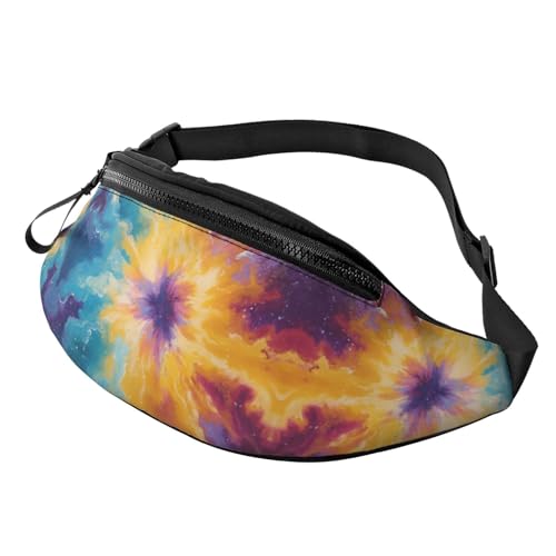 BoltPack Bauchtasche für Damen und Herren, mit verstellbarem Riemen, leichte, wasserdichte Hüfttasche für Sport, Wandern, Laufen, Bunte Batikfärbung, Einheitsgröße, Trekkingrucksack von Boltpack