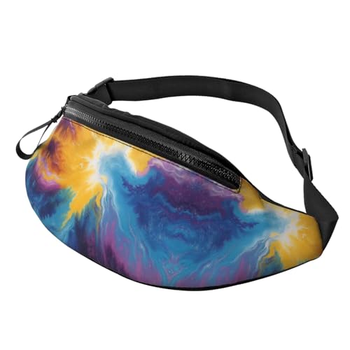 BoltPack Bauchtasche für Damen und Herren, mit verstellbarem Riemen, leichte, wasserdichte Hüfttasche für Sport, Wandern, Laufen, Bunte Batikfärbung, Einheitsgröße, Trekkingrucksack von Boltpack