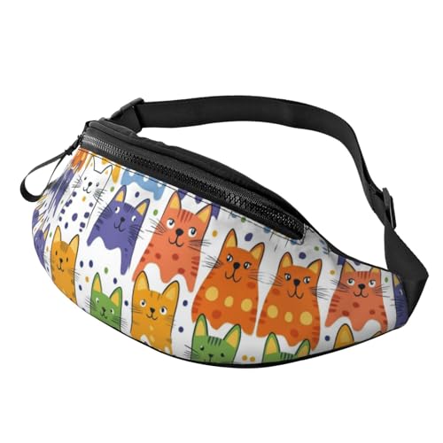 BoltPack Bauchtasche für Damen und Herren, mit verstellbarem Riemen, leichte, wasserdichte Hüfttasche für Sport, Wandern, Laufen, Cats Cute 6, Einheitsgröße, Trekkingrucksack von Boltpack