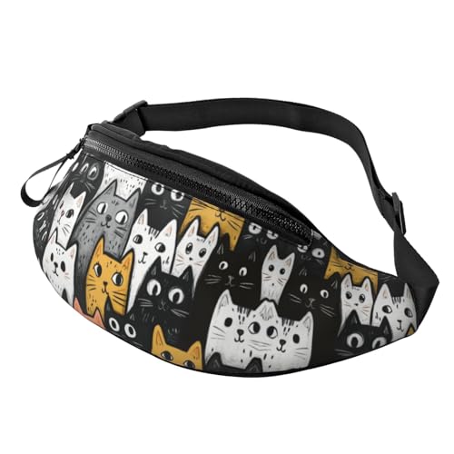 BoltPack Bauchtasche für Damen und Herren, mit verstellbarem Riemen, leichte, wasserdichte Hüfttasche für Sport, Wandern, Laufen, Cute Cats 5, Einheitsgröße, Trekkingrucksack von Boltpack