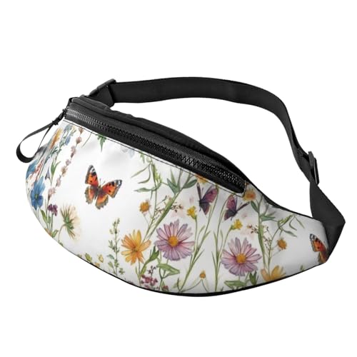 BoltPack Bauchtasche für Damen und Herren, mit verstellbarem Riemen, leichte, wasserdichte Hüfttasche für Sport, Wandern, Laufen, Flower Butterfly 4, Einheitsgröße, Trekkingrucksack von Boltpack