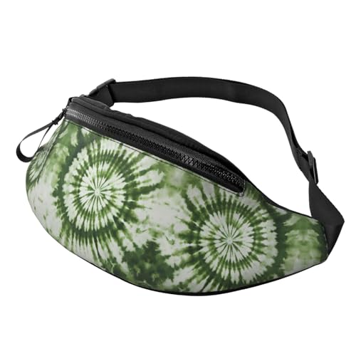 BoltPack Bauchtasche für Damen und Herren, mit verstellbarem Riemen, leichte, wasserdichte Hüfttasche für Sport, Wandern, Laufen, Grüne Batikfärbung 5, Einheitsgröße, Trekkingrucksack von Boltpack