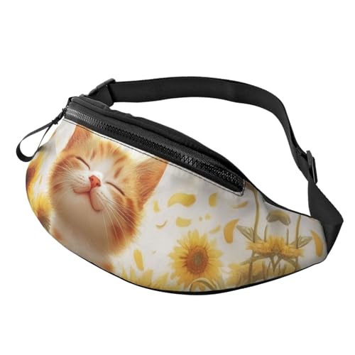 BoltPack Bauchtasche für Damen und Herren, mit verstellbarem Riemen, leichte, wasserdichte Hüfttasche für Sport, Wandern, Laufen, Katze Sonnenblume 6, M, Trekkingrucksack BoltPack Bauchtasche für Damen und Herren, mit verstellbarem Riemen, leichte, wasserdichte Hüfttasche für Sport, Wandern, Laufen, Katze Sonnenblume 6, M, Trekkingrucksack von Boltpack