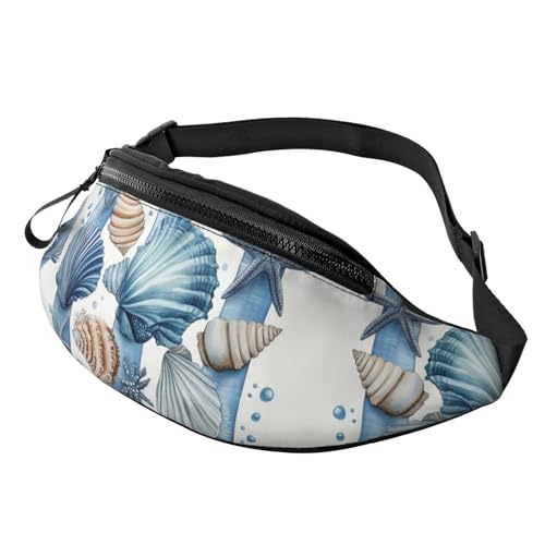 BoltPack Bauchtasche für Damen und Herren, mit verstellbarem Riemen, leichte, wasserdichte Hüfttasche für Sport, Wandern, Laufen, Muschel-Seestern 19, Einheitsgröße, Trekkingrucksack von Boltpack