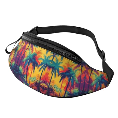 BoltPack Bauchtasche für Damen und Herren, mit verstellbarem Riemen, leichte, wasserdichte Hüfttasche für Sport, Wandern, Laufen, Palmen 20, Einheitsgröße, Trekkingrucksack von Boltpack