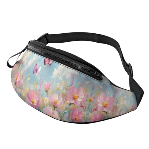 BoltPack Bauchtasche für Damen und Herren, mit verstellbarem Riemen, leichte, wasserdichte Hüfttasche für Sport, Wandern, Laufen, Schmetterling Blume 1, Einheitsgröße, Trekkingrucksack von Boltpack