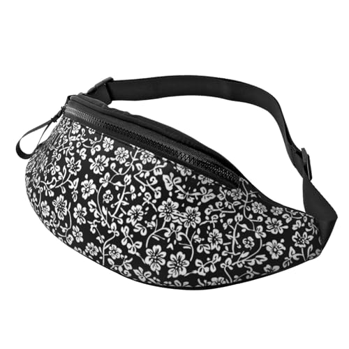 BoltPack Bauchtasche für Damen und Herren, mit verstellbarem Riemen, leichte, wasserdichte Hüfttasche für Sport, Wandern, Laufen, Schwarz Floral 15, Einheitsgröße, Trekkingrucksack von Boltpack