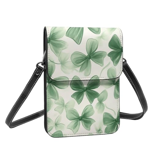 Boltpack Crossbody-Geldbörse, Handytaschen für Damen, Leder, Handytasche, Münzgeldbörse mit verstellbarem Schulterseil, Green Bows 18, 19 X 13.5 X 1 cm Boltpack Crossbody-Geldbörse, Handytaschen für Damen, Leder, Handytasche, Münzgeldbörse mit verstellbarem Schulterseil, Green Bows 18, 19 X 13.5 X 1 cm von Boltpack