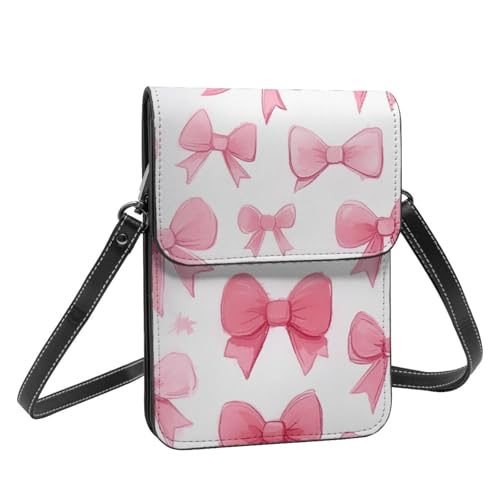 Boltpack Crossbody-Geldbörse, Handytaschen für Damen, Leder, Handytasche, Münzgeldbörse mit verstellbarem Schulterseil, Niedliche rosa Schleife 3, 19 X 13.5 X 1 cm Boltpack Crossbody-Geldbörse, Handytaschen für Damen, Leder, Handytasche, Münzgeldbörse mit verstellbarem Schulterseil, Niedliche rosa Schleife 3, 19 X 13.5 X 1 cm von Boltpack