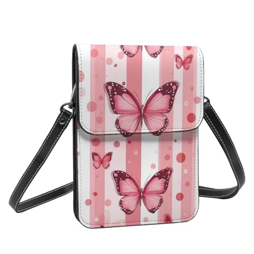 Boltpack Crossbody-Geldbörse, Handytaschen für Damen, Leder, Handytasche, Münzgeldbörse mit verstellbarem Schulterseil, Pink Butterfly 7, 19 X 13.5 X 1 cm Boltpack Crossbody-Geldbörse, Handytaschen für Damen, Leder, Handytasche, Münzgeldbörse mit verstellbarem Schulterseil, Pink Butterfly 7, 19 X 13.5 X 1 cm von Boltpack