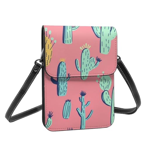 Boltpack Crossbody-Geldbörse, Handytaschen für Damen, Leder, Handytasche, Münzgeldbörse mit verstellbarem Schulterseil, Pink Cactus 11, 19 X 13.5 X 1 cm Boltpack Crossbody-Geldbörse, Handytaschen für Damen, Leder, Handytasche, Münzgeldbörse mit verstellbarem Schulterseil, Pink Cactus 11, 19 X 13.5 X 1 cm von Boltpack