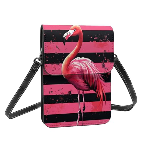 Boltpack Crossbody-Geldbörse, Handytaschen für Damen, Leder, Handytasche, Münzgeldbörse mit verstellbarem Schulterseil, Schwarz Pink Flamingo 3, 19 X 13.5 X 1 cm Boltpack Crossbody-Geldbörse, Handytaschen für Damen, Leder, Handytasche, Münzgeldbörse mit verstellbarem Schulterseil, Schwarz Pink Flamingo 3, 19 X 13.5 X 1 cm von Boltpack