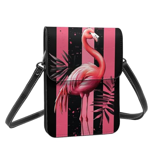 Boltpack Crossbody-Geldbörse, Handytaschen für Damen, Leder, Handytasche, Münzgeldbörse mit verstellbarem Schulterseil, Schwarz Pink Flamingo 4, 19 X 13.5 X 1 cm Boltpack Crossbody-Geldbörse, Handytaschen für Damen, Leder, Handytasche, Münzgeldbörse mit verstellbarem Schulterseil, Schwarz Pink Flamingo 4, 19 X 13.5 X 1 cm von Boltpack