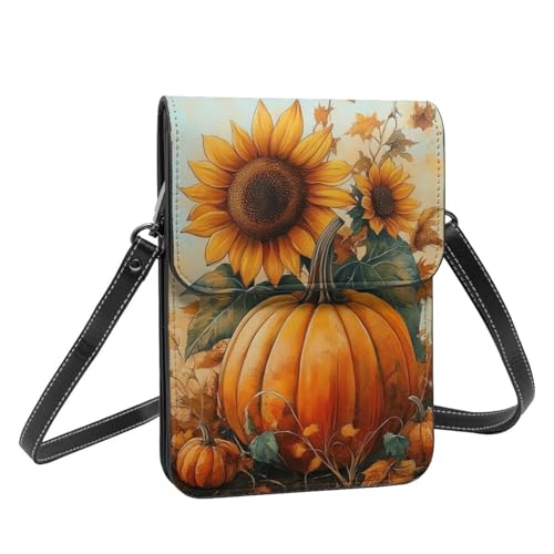 Boltpack Crossbody-Geldbörse, Handytaschen für Damen, Leder, Handytasche, Münzgeldbörse mit verstellbarem Schulterseil, Sunflower Fall Pumpkin 3, 19 X 13.5 X 1 cm Boltpack Crossbody-Geldbörse, Handytaschen für Damen, Leder, Handytasche, Münzgeldbörse mit verstellbarem Schulterseil, Sunflower Fall Pumpkin 3, 19 X 13.5 X 1 cm von Boltpack