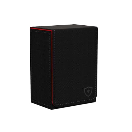 Boltquan Doppeldecker Poker-Kartenetui aus Leder – für zwei Sätze von Karten in Pokergröße – Premium-Doppeldecker-Halter mit stilvollem Design und sicherem Verschluss (schwarz-rot) von Boltquan