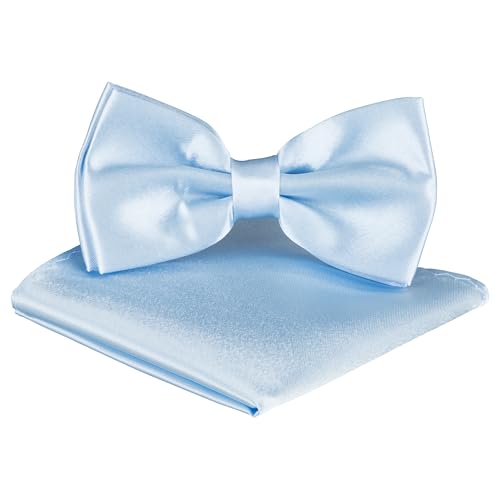 BomGuard Herren Fliege Einstecktuch für Erwachsene - Männer Damen Mann Jugendliche + Tuch, hellblau von BomGuard