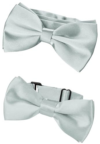 BomGuard Vater Sohn - Partnerlook Fliege Set - Herren Fliege + Kinder Schleife,silber von BomGuard