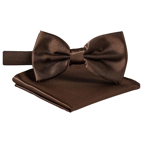 BomGuard Herren Fliege Einstecktuch für Erwachsene - Männer Damen Mann Jugendliche + Tuch,braun von BomGuard