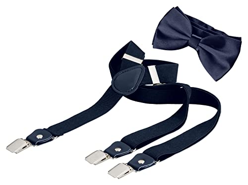 BomGuard Herren Hosenträger navy + Fliege dunkelblau von BomGuard
