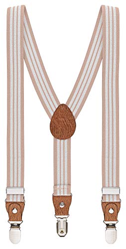 BomGuard Kinder Hosenträger 2–7 Jahre – Beige-Weiß Gestreift von BomGuard