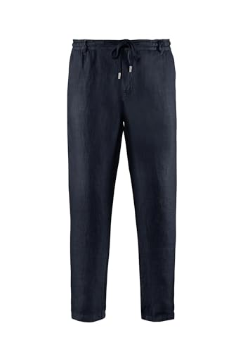 Bomboogie Blaue Hose für Herren, lässig, aus Leinen mit Gummizug und Kordelzug an der Taille, blau, 28 von Bomboogie