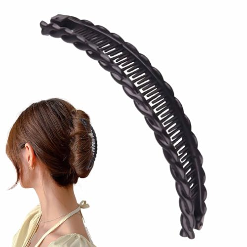 Bananenspange Haare | Banana Hair Clip | Vintage Clip Für Dünnes/Dickes Haar | Doppelkamm Bananen Haarspange Für Langes Glattes Und Lockiges Haar | Pferdeschwanzclips For Frauen von Bomefoi