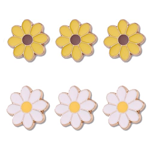 Anstecknadeln für Krankenschwestern und Damen, Motiv: verwelkte Gänseblümchen, 6 Stück, Sicherheitsnadeln mit Sonnenblumen, Gänseblümchen, Sicherheitsnadeln für Hemd, Hut, Strickjacke, Pullover von Bomena