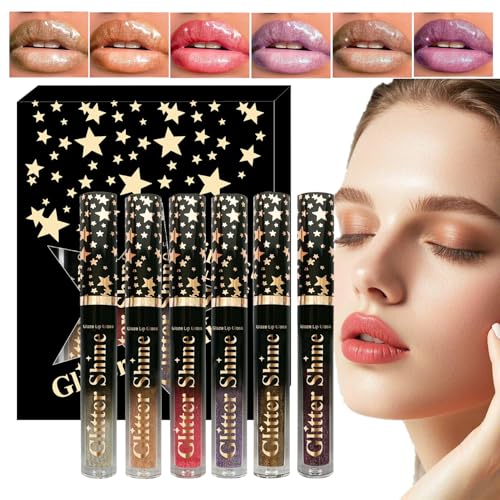 BommFu Glänzender Lippen Gloss - 6 Farben Glitzer Lipgloss 2,5 ml - Hochglanz Flüssig-Lippenstift Beautyset Für Frauen Perfekt Für Täglich Freizeit Und Besondere Anlässe BommFu Glänzender Lippen Gloss - 6 Farben Glitzer Lipgloss 2,5 ml - Hochglanz Flüssig-Lippenstift Beautyset Für Frauen Perfekt Für Täglich Freizeit Und Besondere Anlässe von BommFu