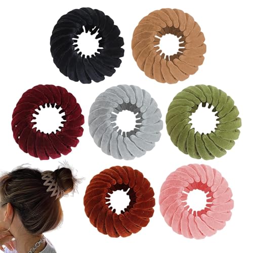 Haarknotenhalter | Vogelnest-Haarnadel | 7x Vogelnest-Pferdeschwanzhalter | Einziehbarer Duttmacher - Stilvolle Rutschfeste Haarklammern Für Frauen Und Mädchen von BommFu