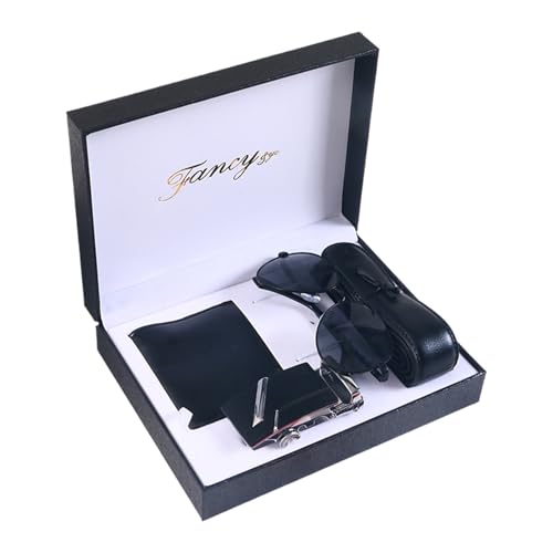 BommFu Herren Gürtel Geldbörse Set | Tragbares Gürtel-Geldbörse-Brille Set | Reisefertiges Leichtes Set, Edle Geschenkideen Für Vatertag Und Valentinstag von BommFu