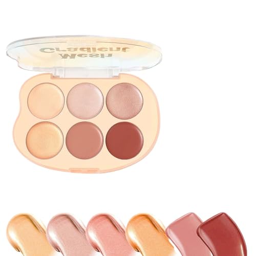 BommFu Highlighting Makeup Palette,6 Farben Multifunktions Wangenpalette - Wasserfeste Mischbare Creme Kosmetik Für Strahlenden Teint von BommFu