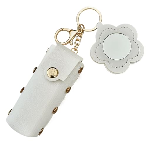 BommFu Lippenstifthülle Mit Spiegel | PU Leder Lippenstifthalter Für Handtasche | Kosmetiktasche Aufbewahrung Reise Schlüssel Frauen Mädchen von BommFu
