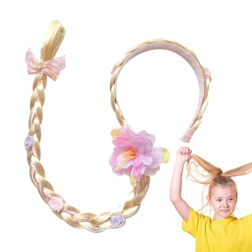 BommFu Prinzessin Stirnbänder Für Mädchen - Lange Prinzessinnen Perücken Mit Realistischer Optik - Hautfreundliche Bunte Haarteile Für Styling Kinder Spielzeug Mädchen Cosplay Rollenspiel Kostüme von BommFu