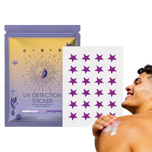 BommFu UV -Erkennungsaufkleber, UV -Aufkleber für Sonnenschutzmittel | Set von 24 Körperaufklebern zum Bräunen,STARFORMED, SONNESSCREEN REVET -REABLY EINER SONNELSBATTEN GOLF BEACH OUTDOOR von BommFu