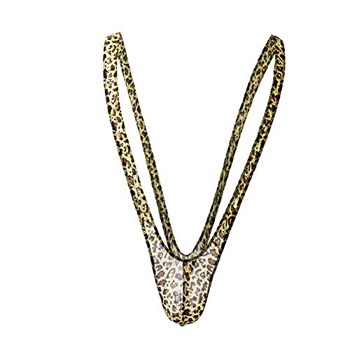 Bommi Fairy Borat Mankini Herren Wäsche-Badeanzug Thong Swimsuit Straps Body Party-Kostüm Bikini für Männer Bademode für Herren Fun-Bodys Einteiler V Sling Partykleidung und Geschenke (Leopard) von Bommi Fairy