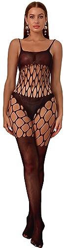 Bommi Fairy Damen Dessous Sexy Slim Fishnet Babydoll Strümpfe Stretch Neckholder Dessous Mesh Backless Ein Stück Teddy Unterwäsche Lingerie (Schwarz) von Bommi Fairy