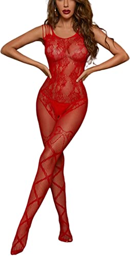 Bommi Fairy Damen Reizwäsche Spitzen Teddy Unterwäsche Strapsen Negligee Nachtwäsche Nachthemd Halfter Sling Unterwäsche Lingerie (Rot) von Bommi Fairy