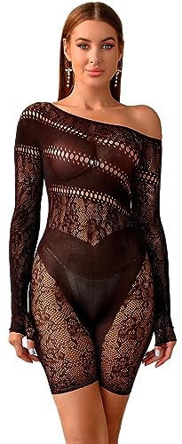 Bommi Fairy Figurformende Kleidung für Frauen Shapewear Kurze Hüfte Lift Hose Spitze Bodysuit Strass Ausschnitt Jumpsuit Partykleid (Schwarz) von Bommi Fairy