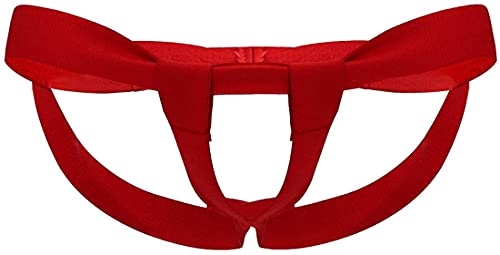 Bommi Fairy Herren String Ouvert Unterwäsche mit gleitenden Ringen und Verstärkungen mit nacktem Rücken Jockstraps Männer Erotik Unterhose Dessous Unterwäsche Reizwäsche (Rot) von Bommi Fairy