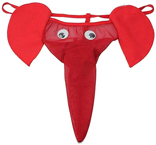 Bommi Fairy Männer Elefanten Unterwäsche Pouch Slips Strings Lustige Low-Rise G-String sexy U-förmiger Höcker Lover Geschenk (Rot) von Bommi Fairy
