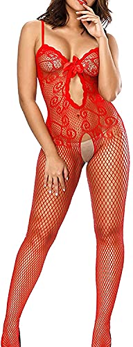 Bommi Fairy Sexy Dessous für Damen Nahtlose Mesh Chemise Dessous Baby Doll Minikleid Sexy Kleid Fishnet Negligees Lingerie Nachtkleid Sleepwear für Damen (Rot) von Bommi Fairy