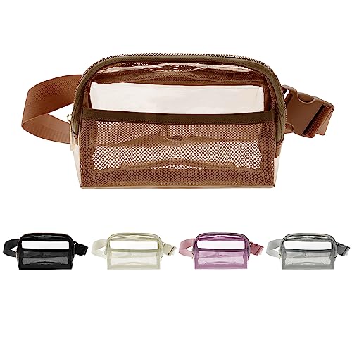 Bomvabe Bauchtasche für Damen und Herren, transparent, verstellbar, für Sport, Reisen, Strand, Veranstaltungen, Konzerte, Braun von Bomvabe