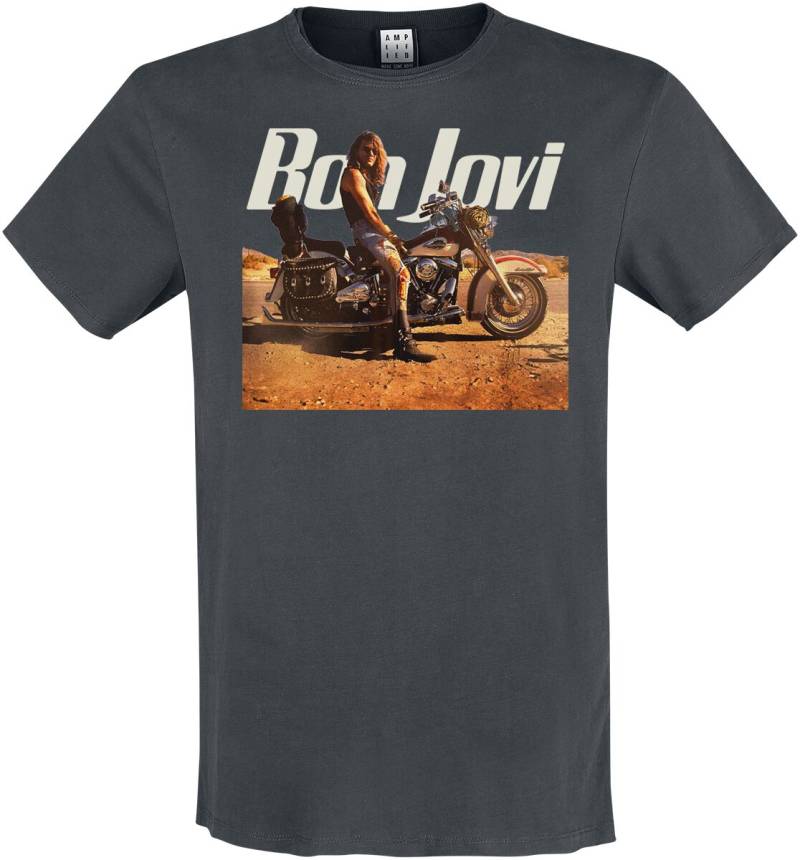 Bon Jovi T-Shirt - Amplified Collection - Wanted Dead Or Alive - S bis XXL - für Männer - Größe S - charcoal  - Lizenziertes Merchandise! von Bon Jovi