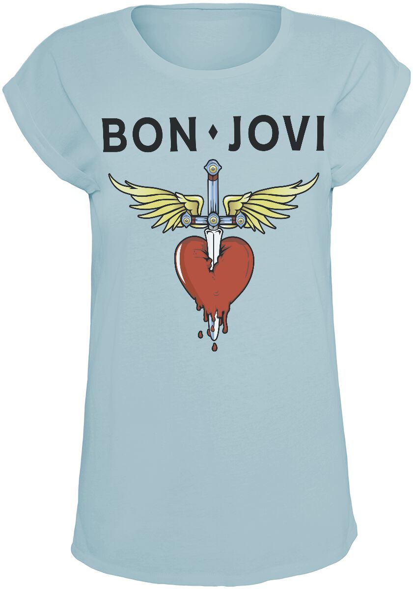 Bon Jovi T-Shirt - Heart & Dagger - S bis 3XL - für Damen - Größe M - blau  - Lizenziertes Merchandise! von Bon Jovi