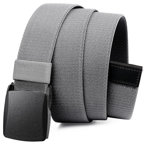 Bon4Extrao Straffes Elastischer Gürtel Herren für Arbeits, Stretchgürtel Herren 38mm für Wandern Reise Arbeitshose mit Leicht Taktische Metallfrei-Schnalle, Stufenlos Verstellbar, Grau von Bon4Extrao