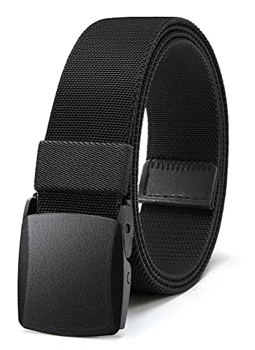 Bon4Extrao Elastischer Gürtel Herren Schwarz ohne Löcher, Stretch Buckley Belt Herren mit Schwerlast Leichter Kunststoffschnalle, Stoffgürtel Herren Stufenlos Verstellbar, Größe Angepasst von Bon4Extrao