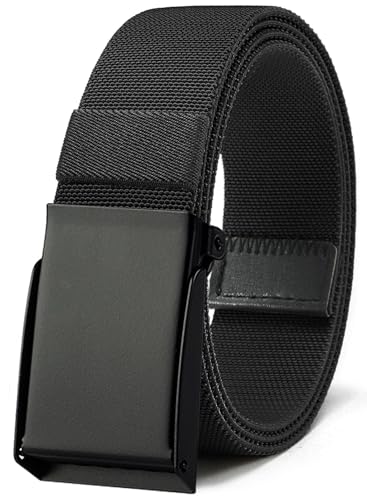 Bon4Extrao Elastischer Gürtel Herren Schwarz ohne Löcher, Buckley Belt Herren Stoffgürtel mit Schwerlast Automatikschließe, Stretchgürtel Herrengürtel Stufenlos Verstellbar, Größe Angepasst von Bon4Extrao