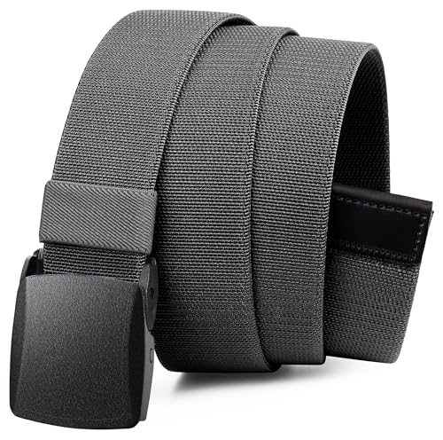 Bon4Extrao Straffes Elastischer Gürtel Herren für Arbeits, Stretchgürtel Herren 38mm für Wandern Reise Arbeitshose mit Leicht Taktische Metallfrei-Schnalle, Stufenlos Verstellbar, Grau von Bon4Extrao