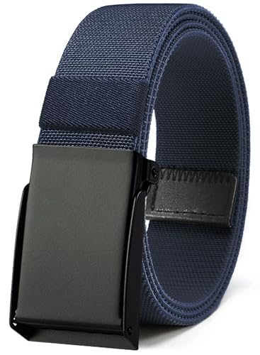 Bon4Extrao Straffes Elastischer Stoffgürtel Herren Arbeitsgürtel, Stretchgürtel Herren Stoff 38mm ohne Löcher Schwarz mit Schnellverschluss Stufenlos Verstellbar, Blau von Bon4Extrao