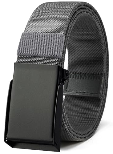 Bon4Extrao Straffes Elastischer Stoffgürtel Herren Arbeitsgürtel, Stretchgürtel Herren Stoff 38mm ohne Löcher Schwarz mit Schnellverschluss Stufenlos Verstellbar, Grau von Bon4Extrao